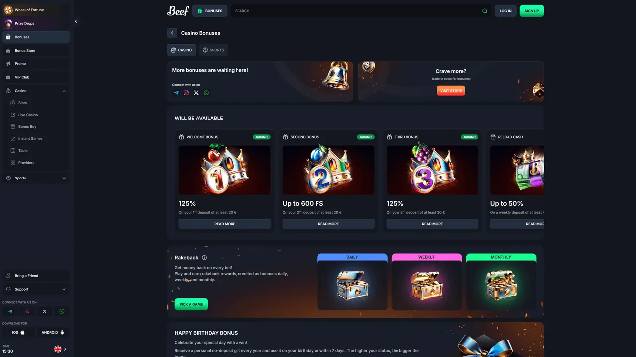 Beef Casino Bonuses Preview Image