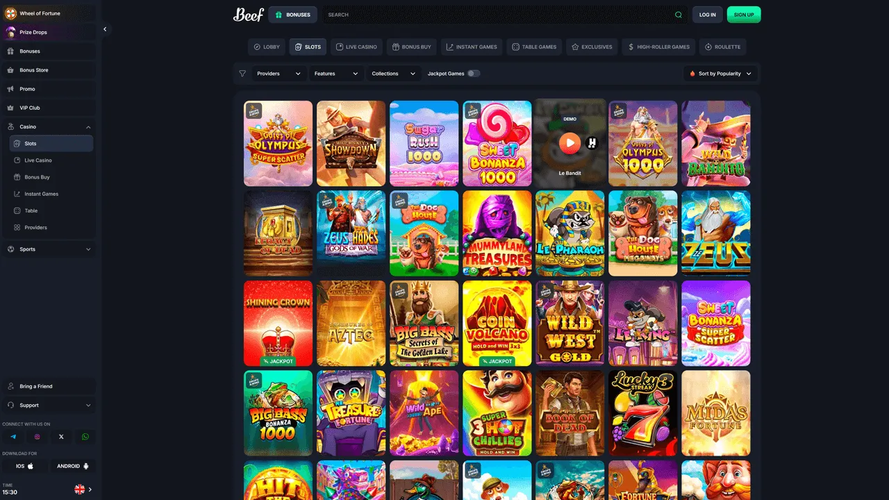 Beef Casino Game Lobby Preview Image