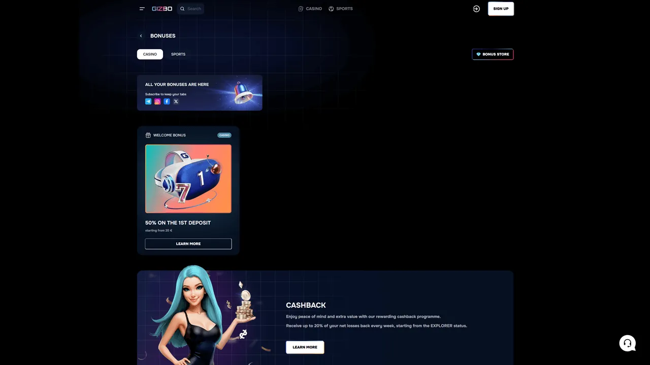 Gizbo Casino Bonuses Preview Image