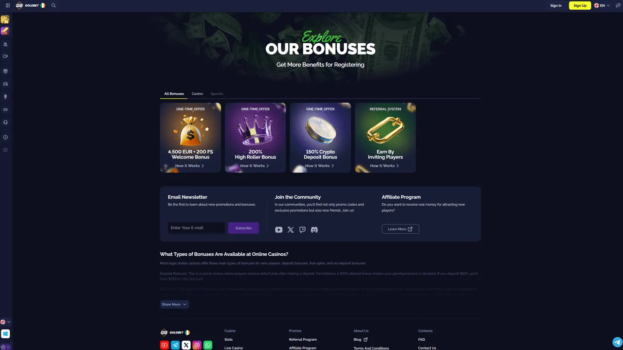 Goldbet Casino Bonuses Preview Image