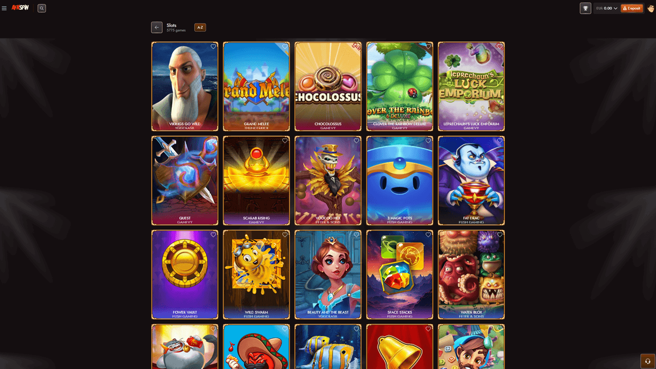 Afkspin Casino Game Lobby Preview Image