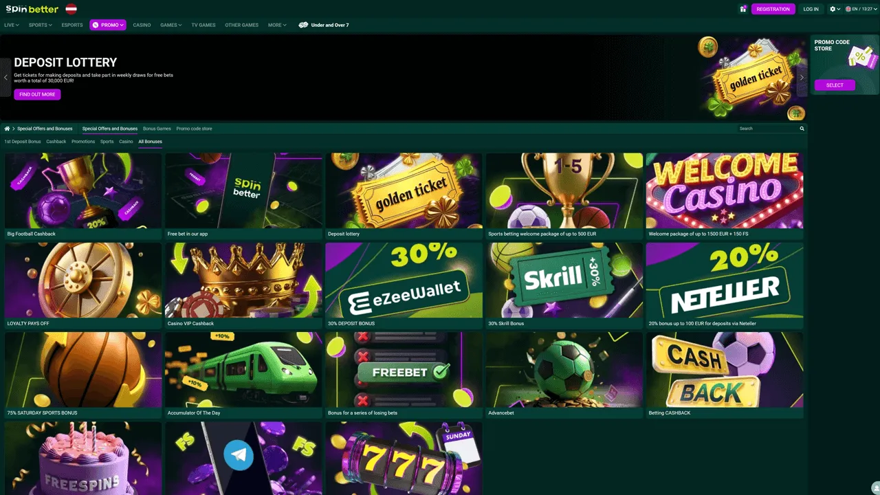 Spinbetter Casino Bonuses Preview Image