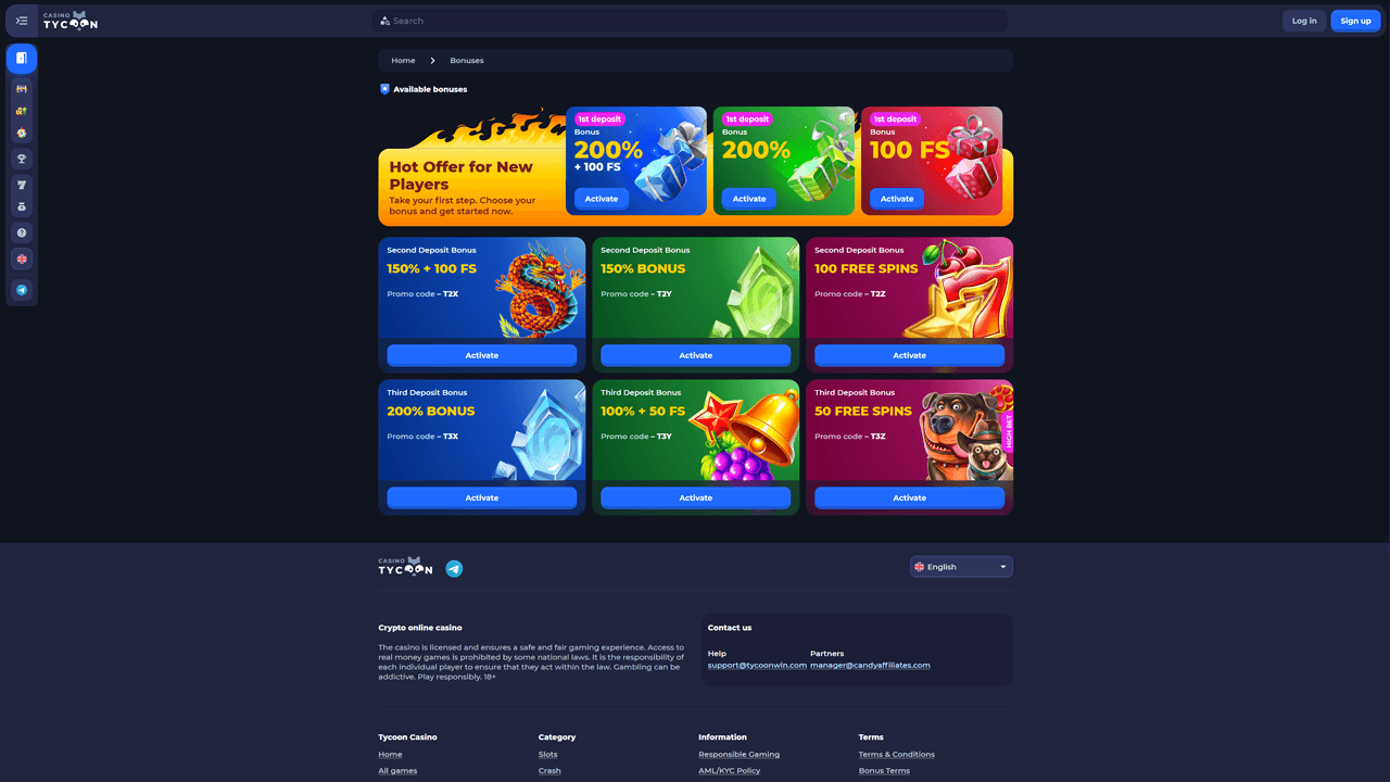 Tycoon Casino Bonuses Preview Image