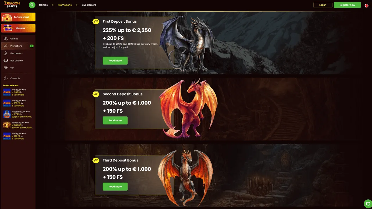 DragonSlots Casino Bonuses Preview Image