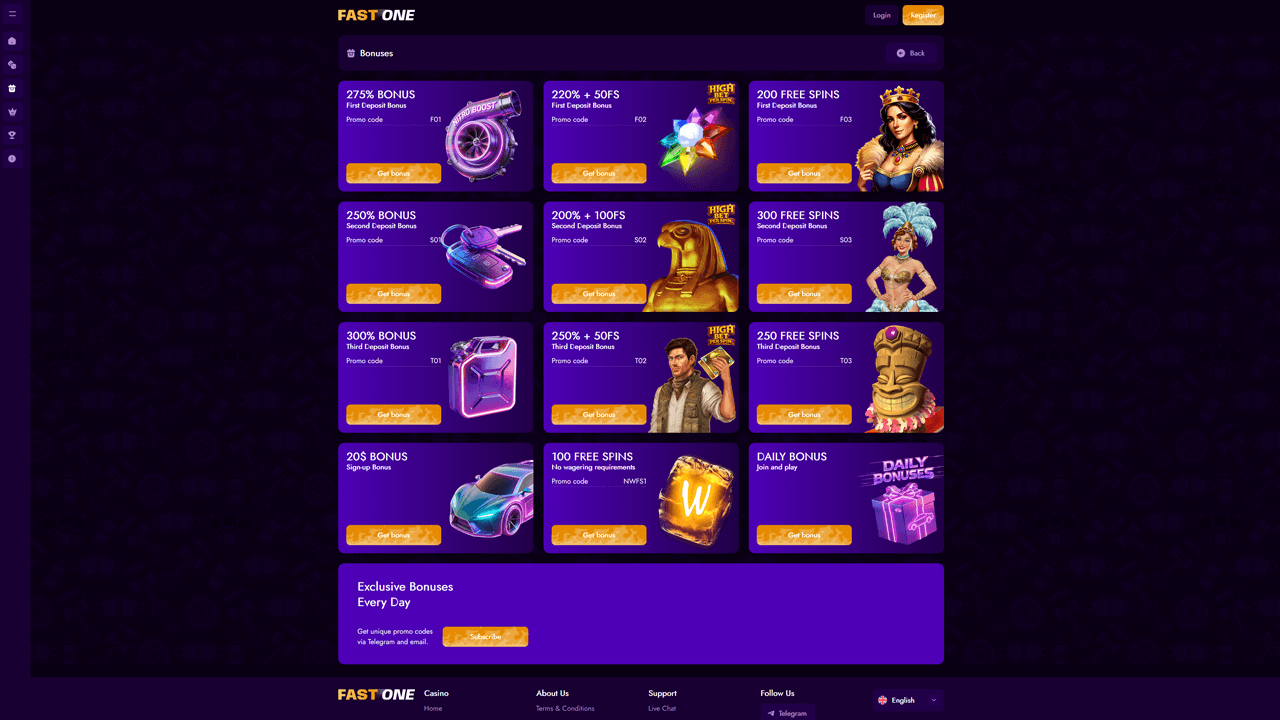 FastOne Casino Bonuses Preview Image