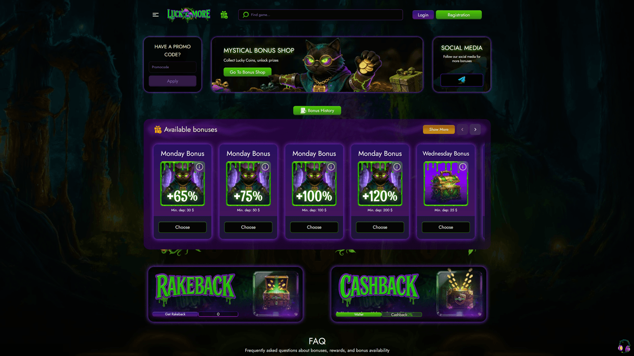 LuckMore Casino Game Lobby Preview Image
