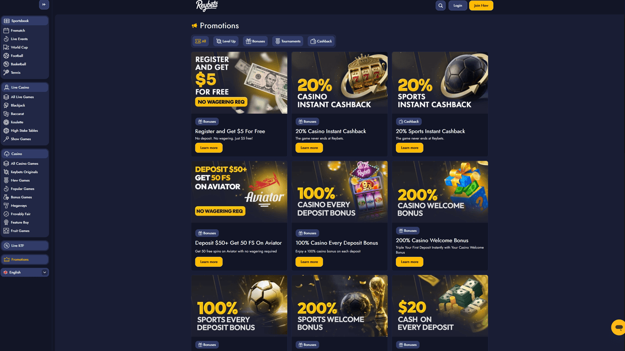 Reybets Casino Bonuses Preview Image
