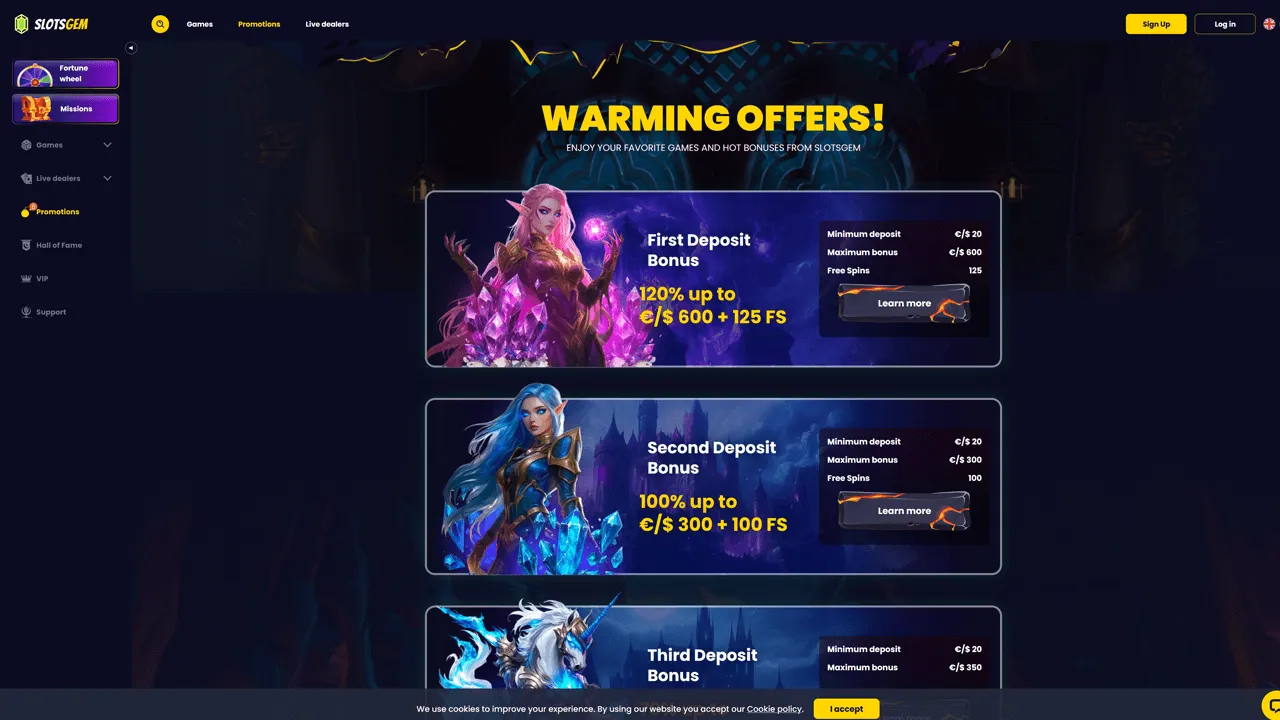 SlotsGem Casino Bonuses Preview Image