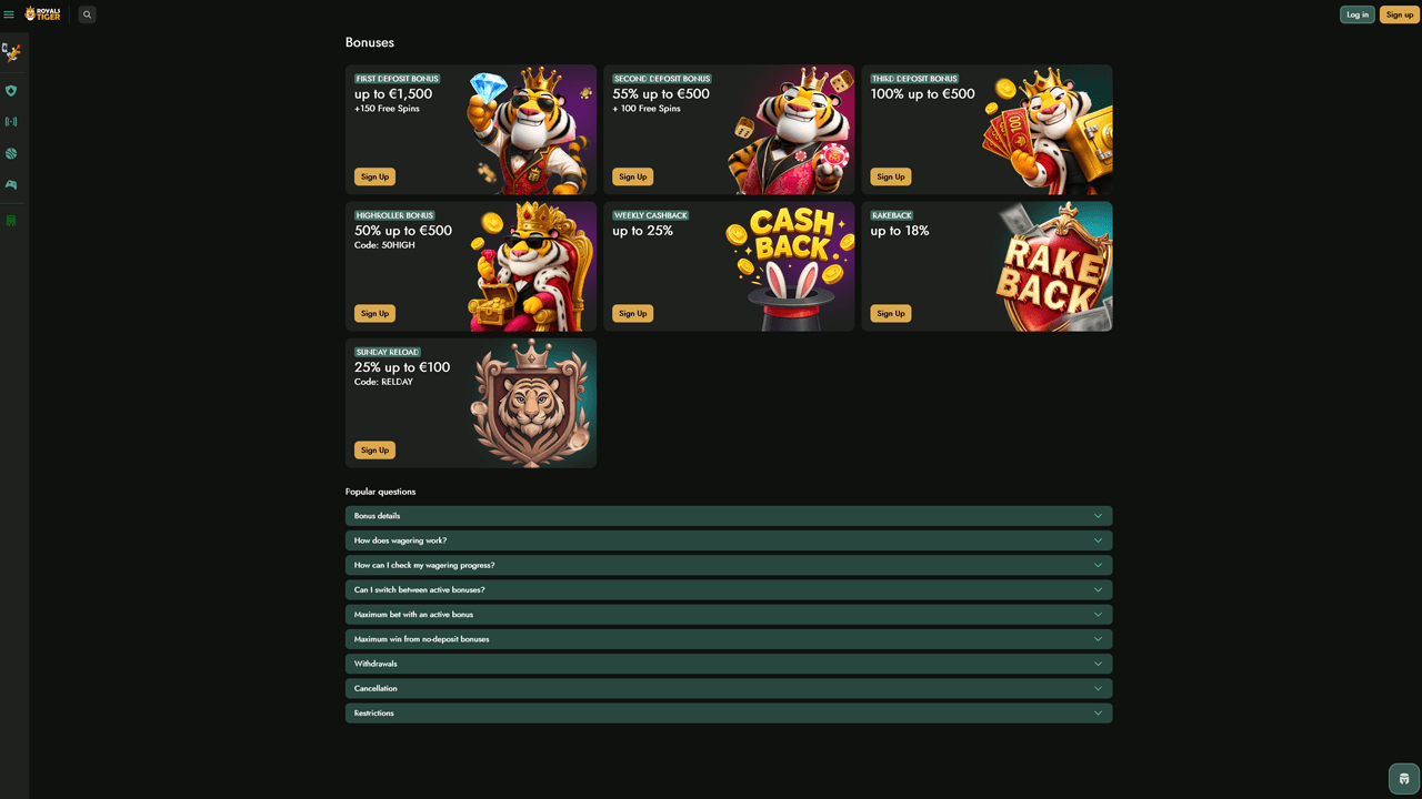 RoyalsTiger Casino Bonuses Preview Image