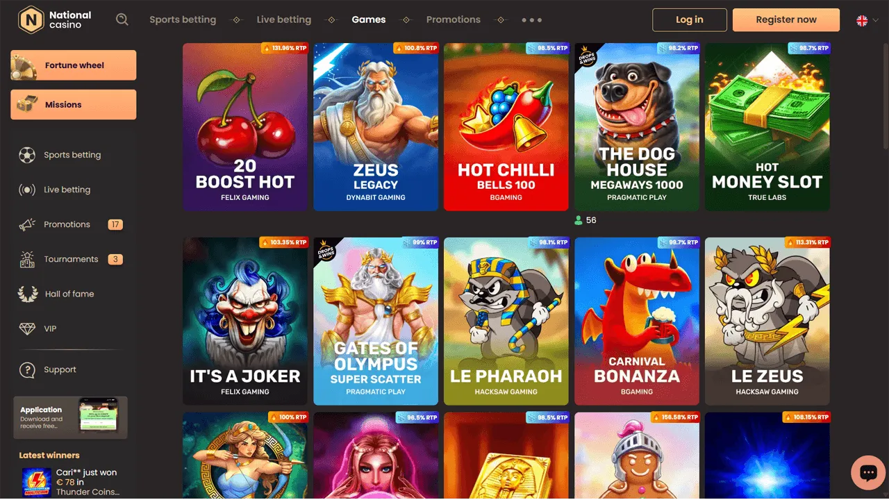National Casino Game Lobby Preview Image