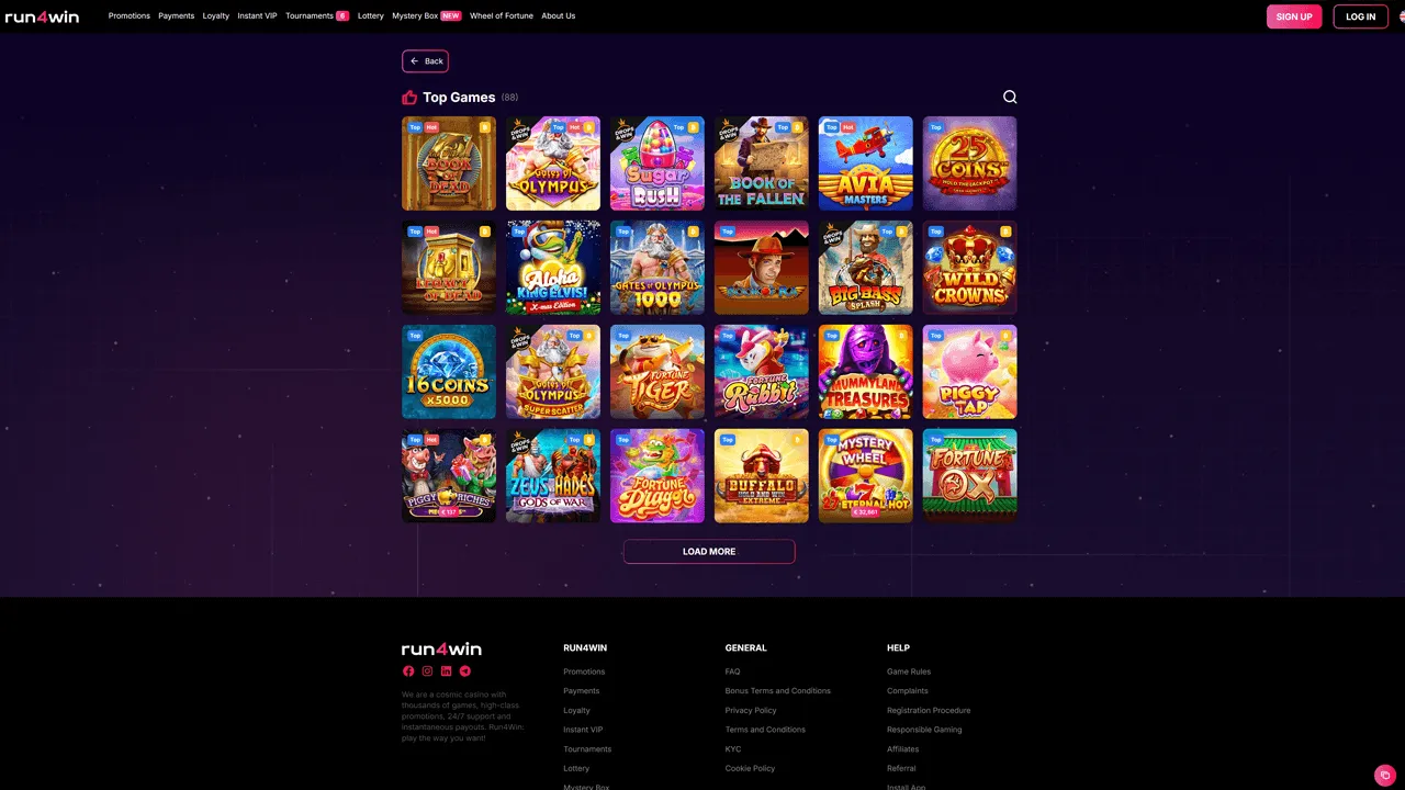 Run4Win Casino Game Lobby Preview Image
